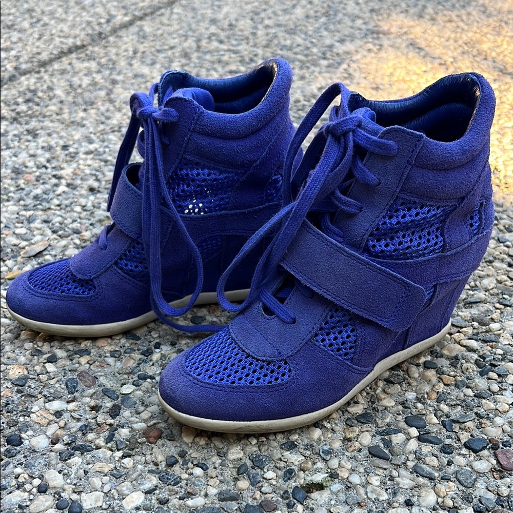 Ash Bowie Wedge Suede Sneakers in Indigo Blue